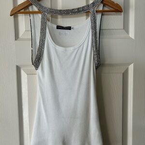 Dolce & Gabbana White Tank Top with Metallic Details